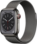 Apple Watch Series 8 (GPS + Cellular, 41MM) - Graphite Stainless Steel with Graphite Milanese Loop (Renewed)