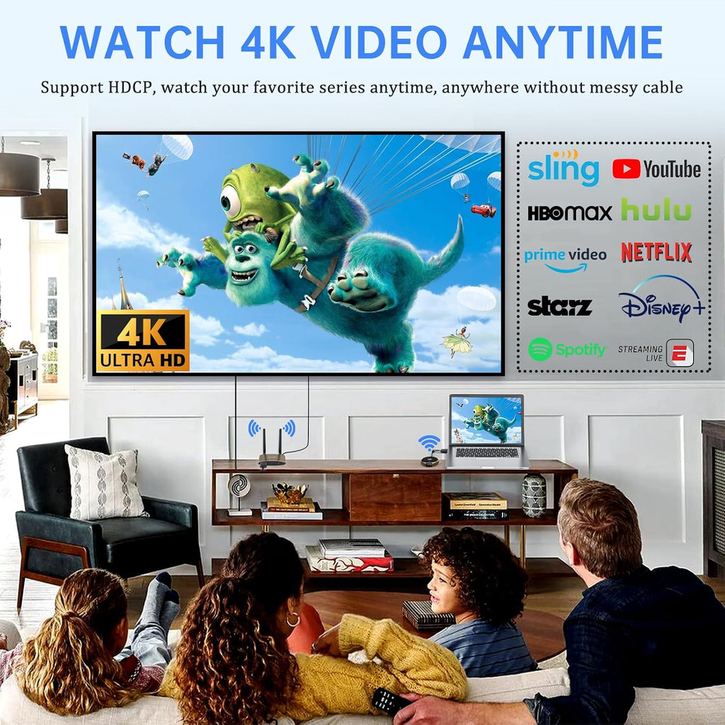 TIMBOOTECH HDMI Wireless Transmitter and Receiver 4K, Dual Screens HDMI & VGA Live Casting 5G Video/Audio for Laptop, Cable Box, Camera, Blu-ray, Phone, Netfix to Monitor, Projector, HDTV 165FT/50M