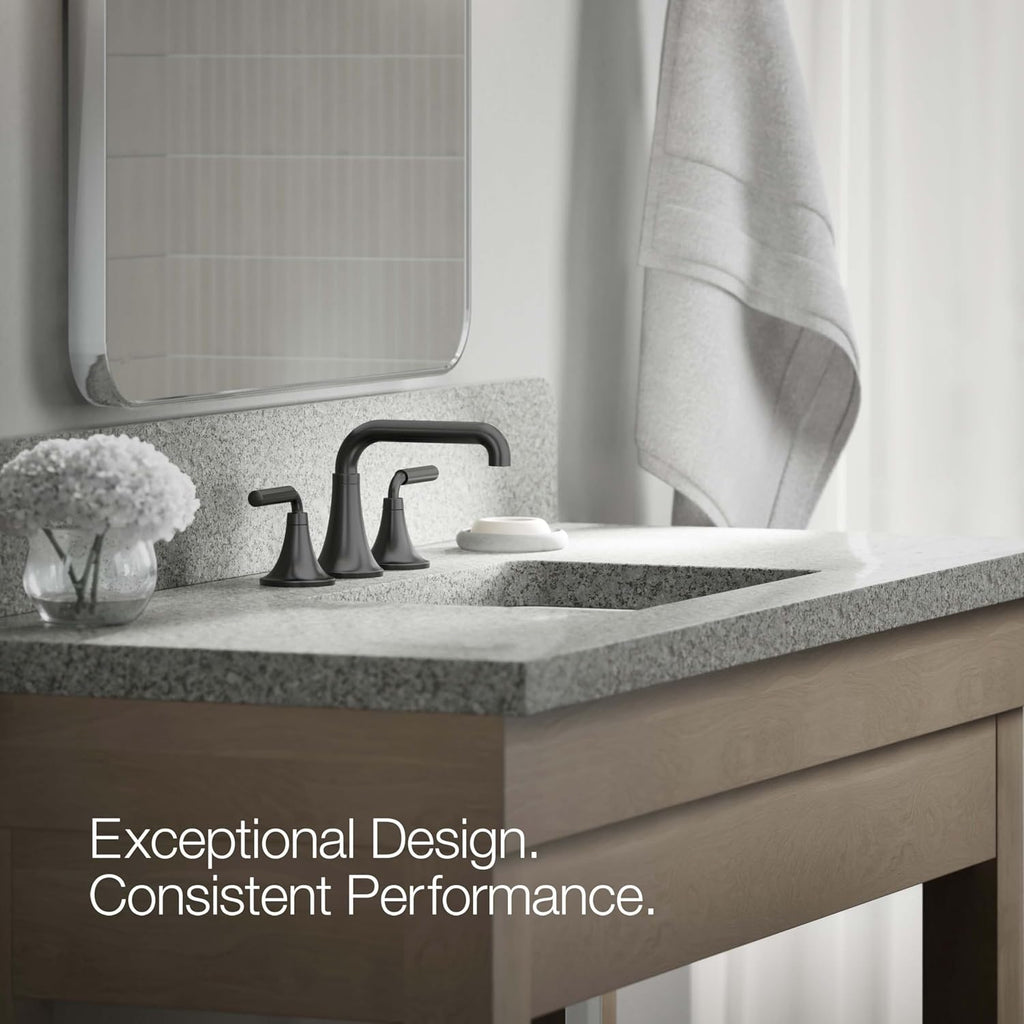 KOHLER 27416-4K-BL K-27416-4K-BL Tone Widespread Bathroom Sink Faucet, 1.0 GPM, Matte Black