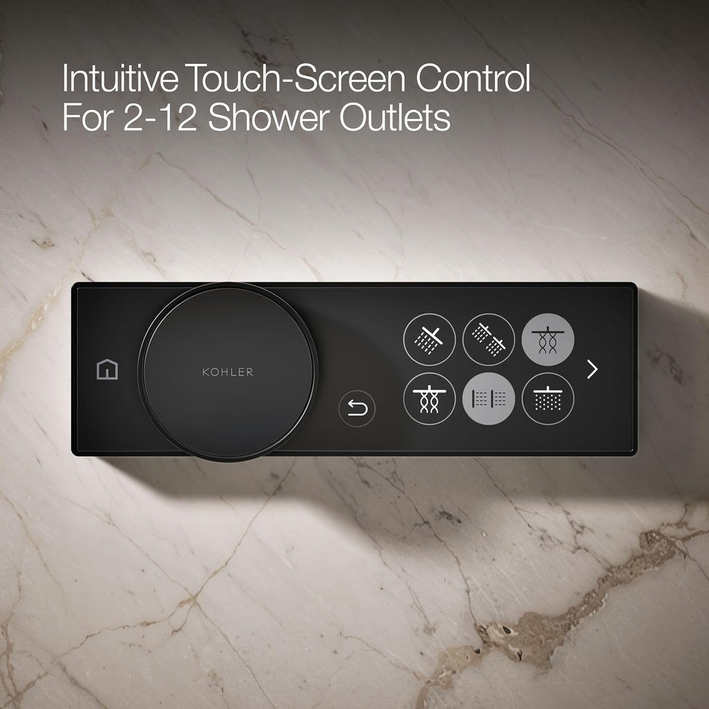 KOHLER Anthem + Digital Control Steamhead in Matte Black, Large Dial for Easy Temperature and Flow Rate Adjustment, Features System Warm-Up and Pause Option, Includes Optional Flow Restrictor