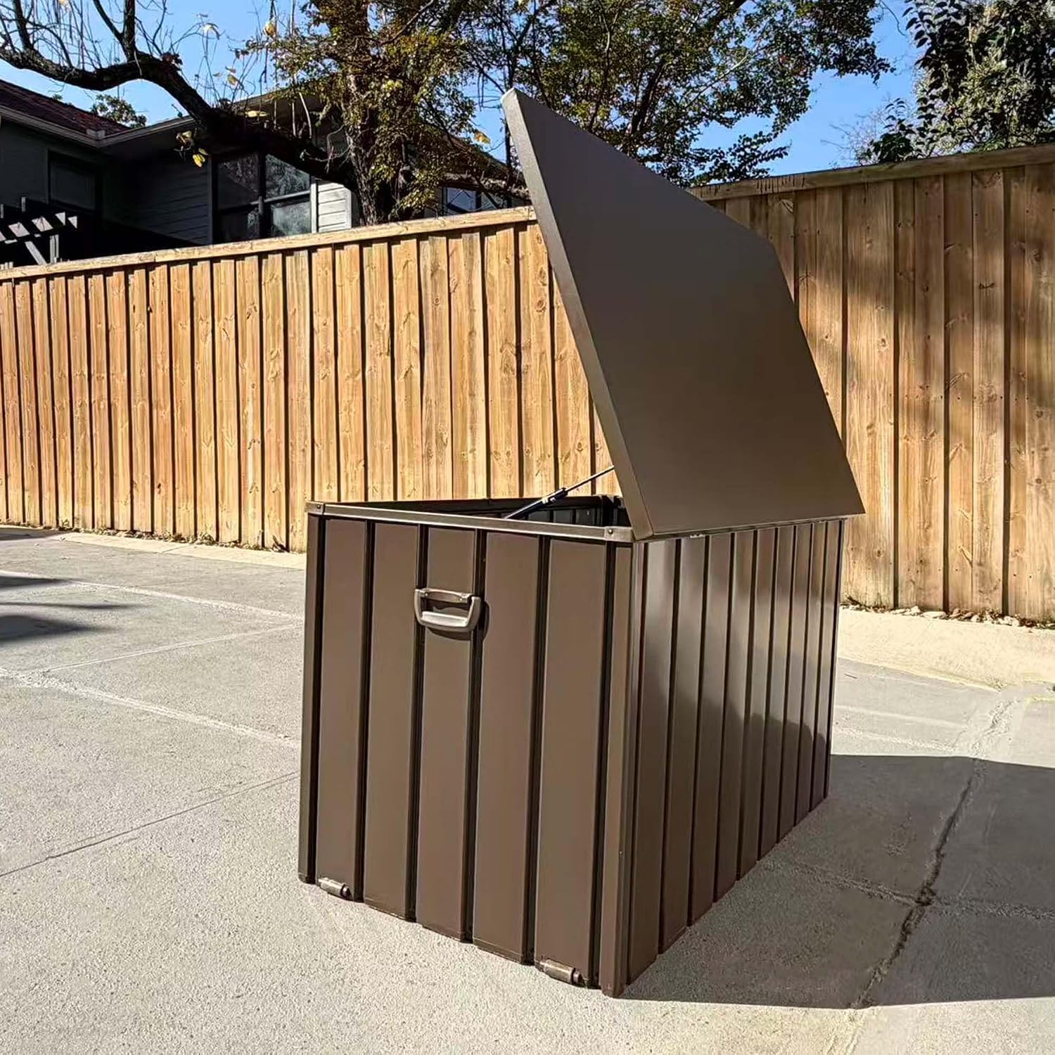 PURPLE LEAF Outdoor Deck Box 100 Gallon Waterproof Lockable Storage Box Container with Lid Deck Organization for Patio Cushions Side Table Pool Accessories Garden Tools, Brown