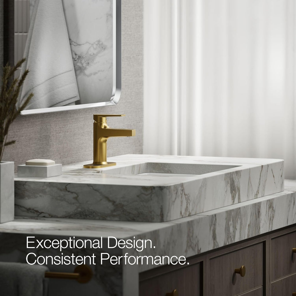 Kohler 74021-4-2MB Taut® Single-Handle Bathroom Sink Faucet, 1.2 gpm, Vibrant Brushed Moderne Brass