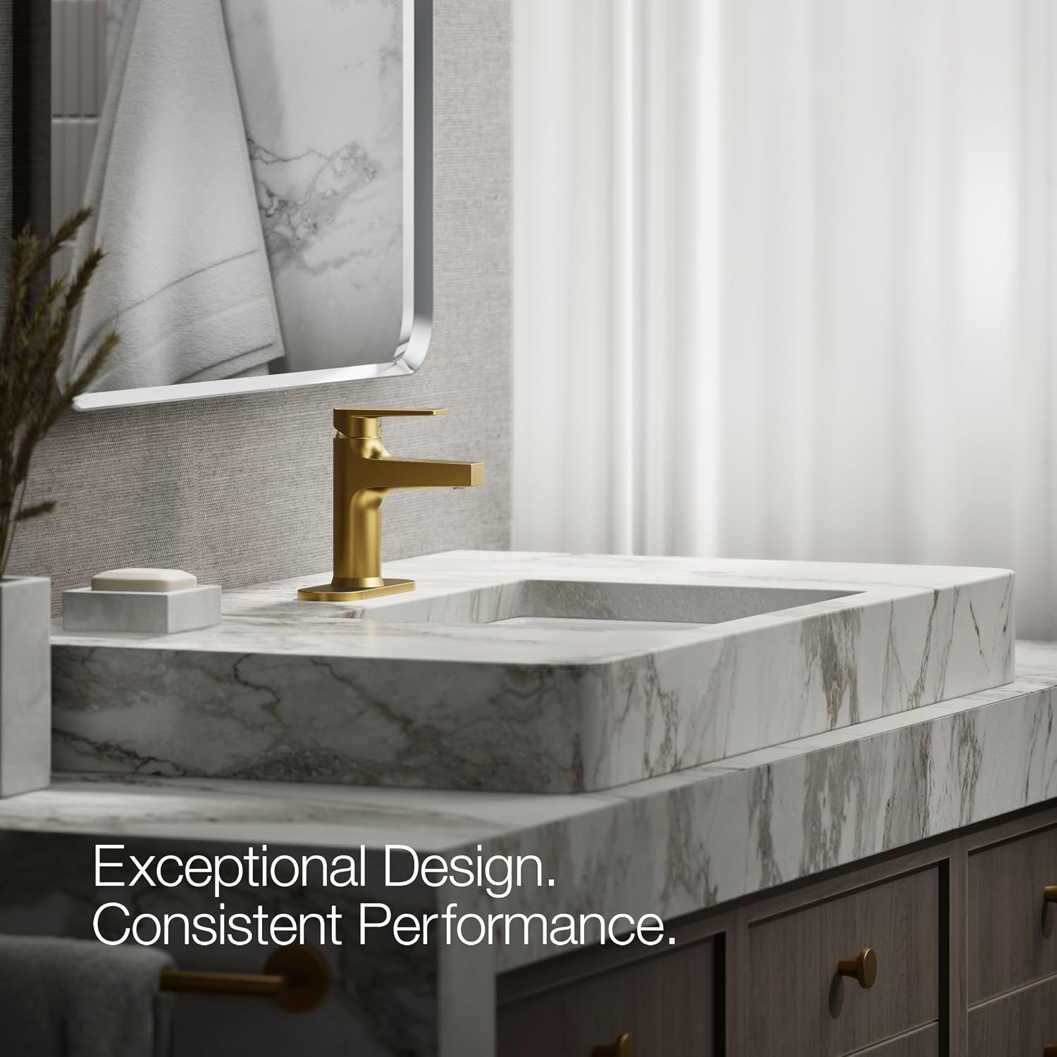 Kohler 74021-4-2MB Taut® Single-Handle Bathroom Sink Faucet, 1.2 gpm, Vibrant Brushed Moderne Brass