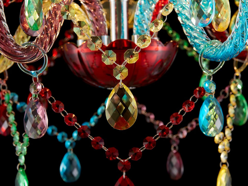 5-Lights Children Chandeliers, Modern Candy Design, Colorful Crystal Chandeliers for Bedroom, Dining Room, D22.8'' × H33.5'', Adjustable Height (33.5'~70.9'), Youth Color & Chrome Finish Frame