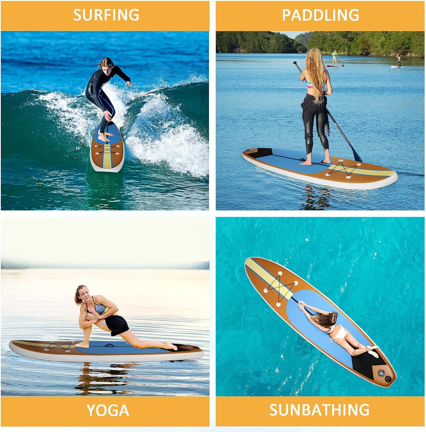 Inflatable Paddle Boards with Non-Slip Deck, Ultra-Light Stand Up Paddle Board Surf Board with Accessories & Carry Bag, Wide Stable Design for Adults and Youth