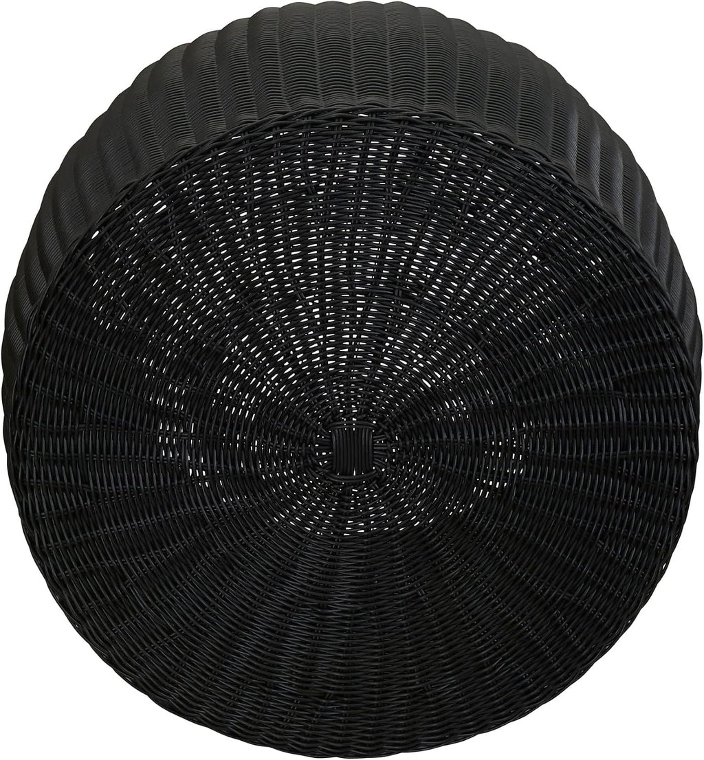Household Essentials Handwoven Resin Barrel Side Table Storage Container, Black 18' H x 20' Dia.