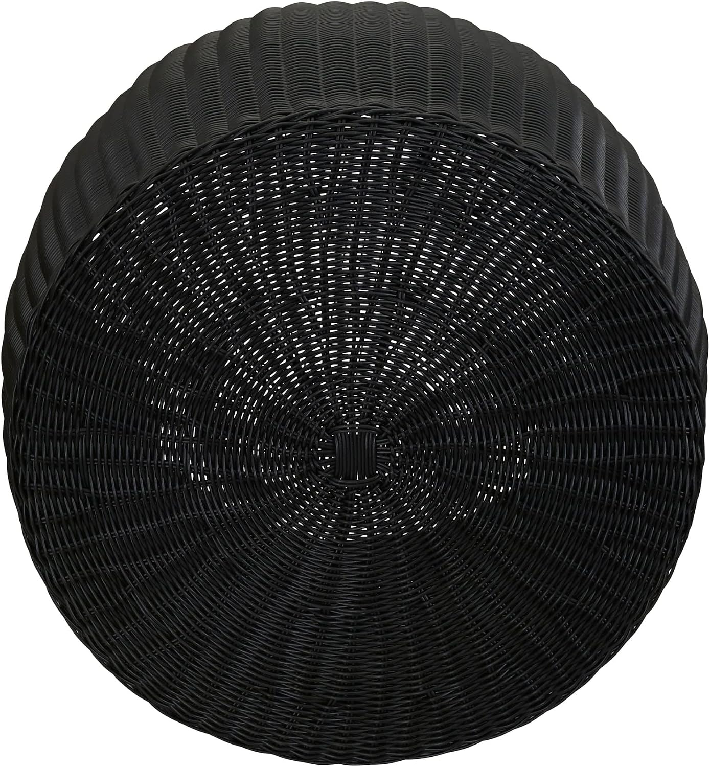 Household Essentials Handwoven Resin Barrel Side Table Storage Container, Black 18' H x 20' Dia.