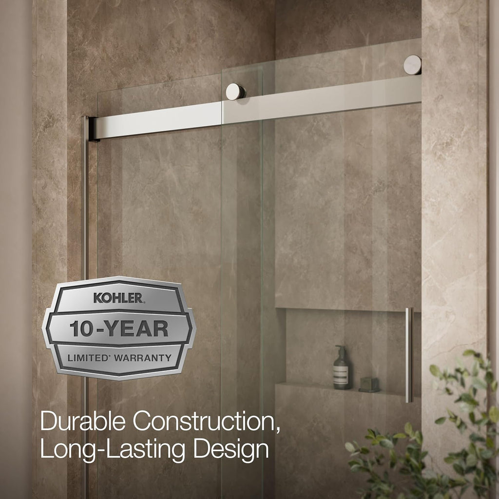 KOHLER K-706008-L-MX Levity Bypass Shower Door with Handle and 1/4-Inch Crystal Clear Glass in Matte Nickel