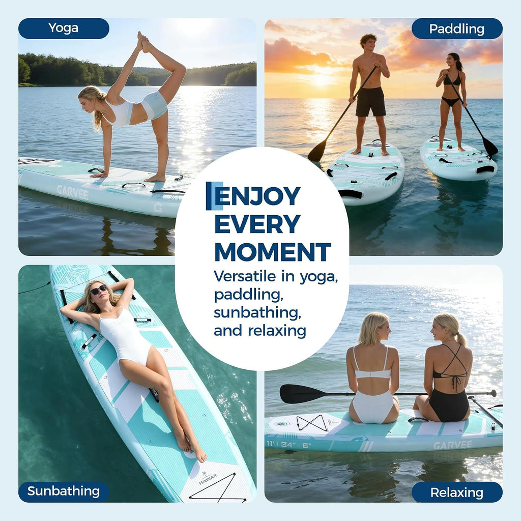 GarveeLife Inflatable Paddle Board,10.6/11FT Inflatable Stand Up Paddle Board with Premium SUP Paddleboard Accessories, Wide Stable Design, Non-Slip Comfort Deck for All Skill Level