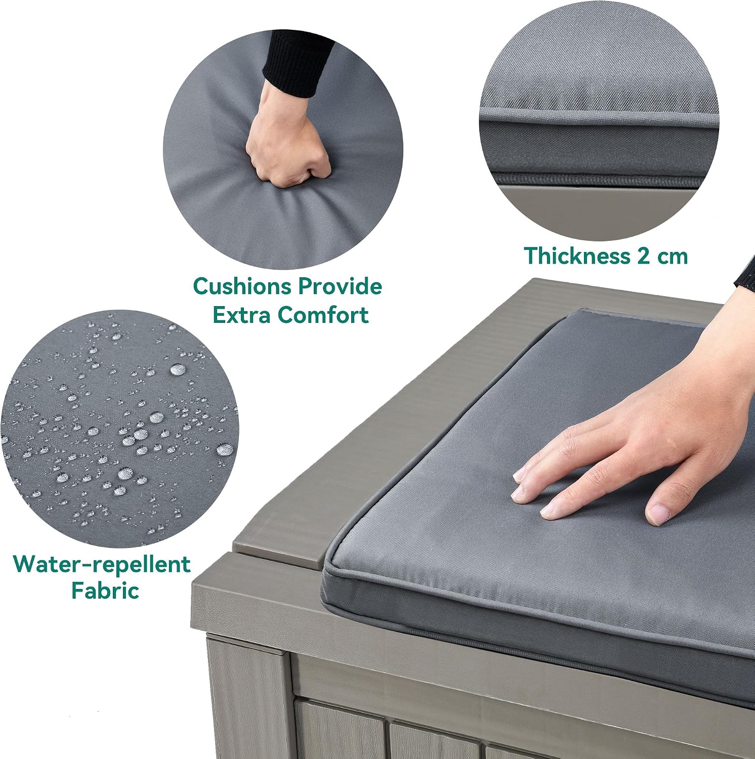 YITAHOME 120 Gallon Outdoor Storage Deck Box with Cushion, Large Resin Patio Storage for Outdoor Pillows, Garden Tools and Pool-Supplies, Waterproof, Lockable (Taupe)