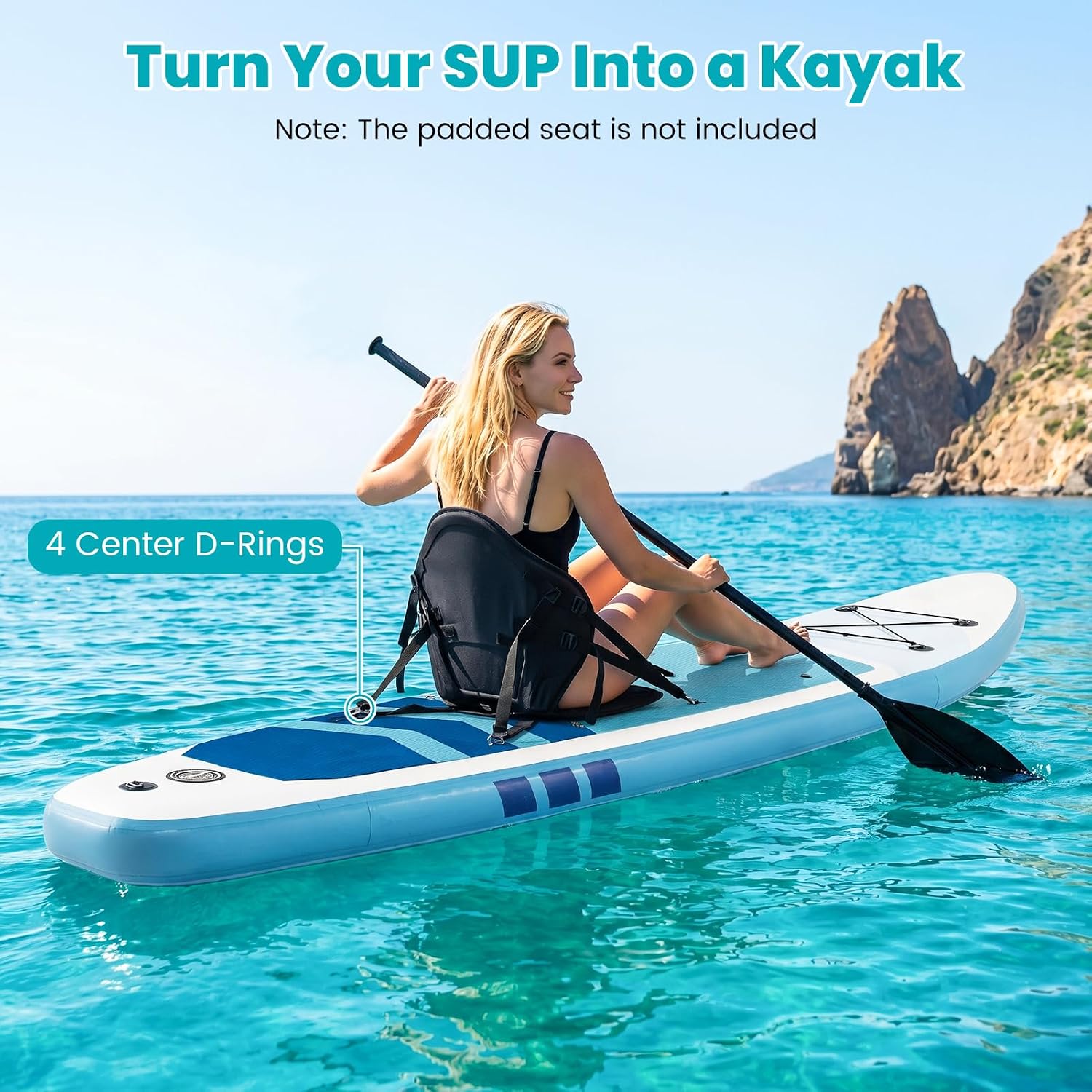 GYMAX Paddle Board, Inflatable Stand Up Paddle Board with SUP Accessories, Removable Fin, Paddle, Pump, Leash & Carry Bag, Blow Up Paddle Boards Standing Boat