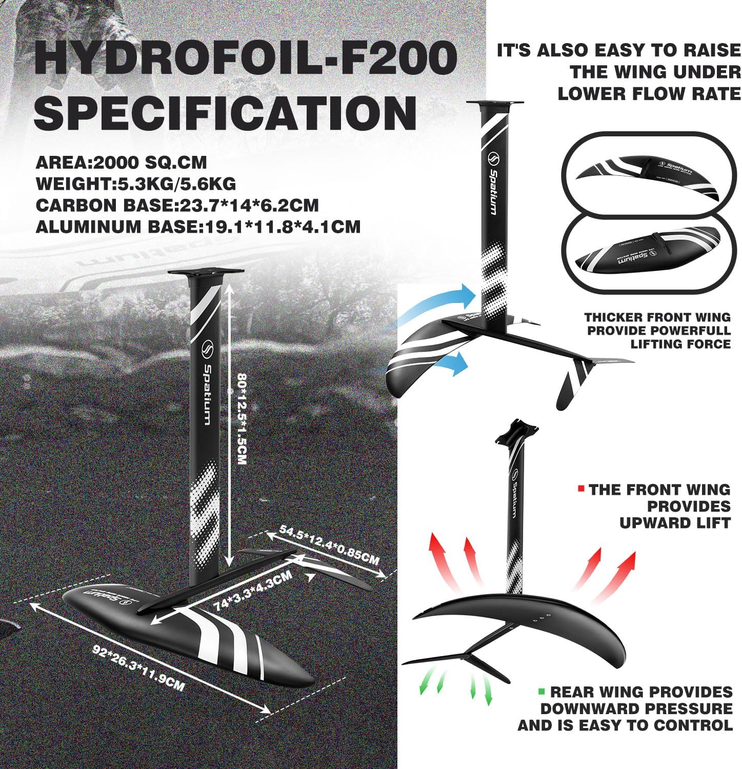Spatium Unpowered Hydrofoil Boards Inflatable Foil Board Foiling Surfing with F200 Foil Boarding Without Motor