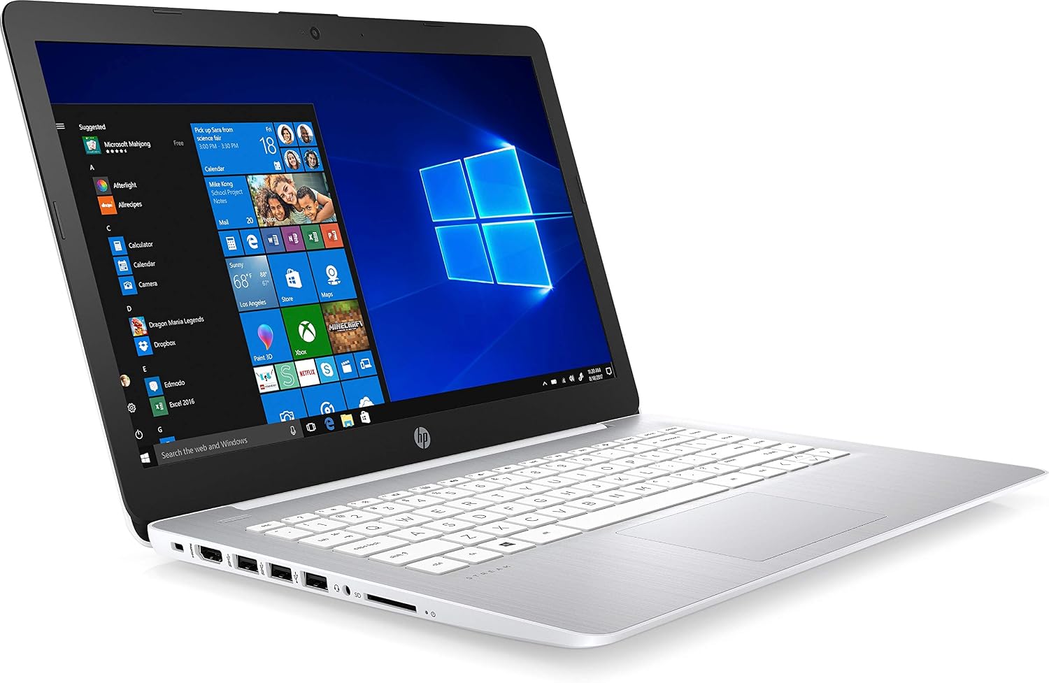 HP Stream 14-Inch Touchscreen Laptop, AMD Dual-Core A4-9120E Processor, 4 GB SDRAM, 64 GB eMMC, Windows 10 Home in S Mode with Office 365 Personal for One Year (14-ds0110nr, Diamond White)