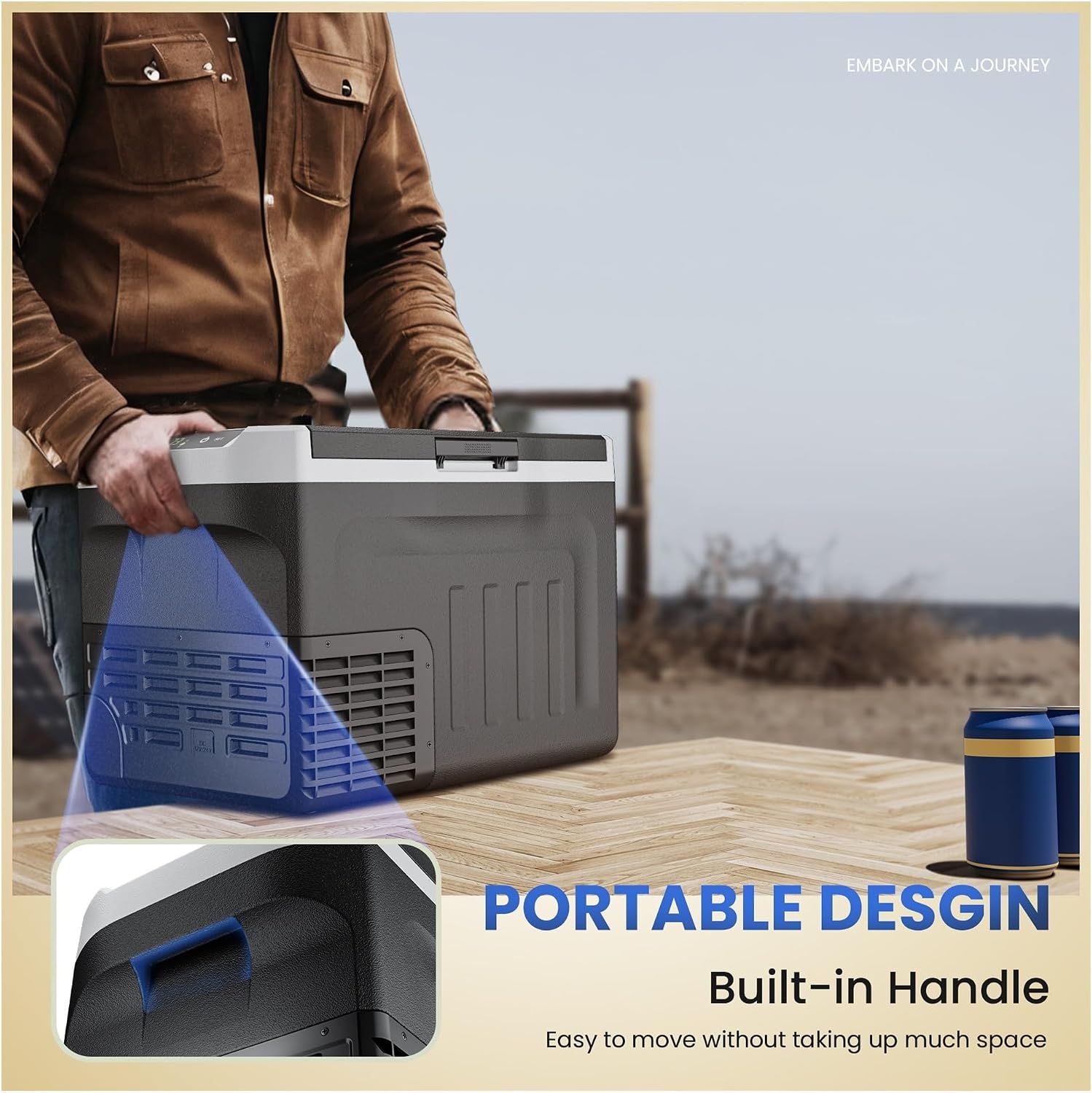 Portable Refrigerator, 31QT(29L) 12V Cooler, Compressor Mini Fridge -4℉~68℉,12/24V DC 110~240 Volt AC For RV/Campin