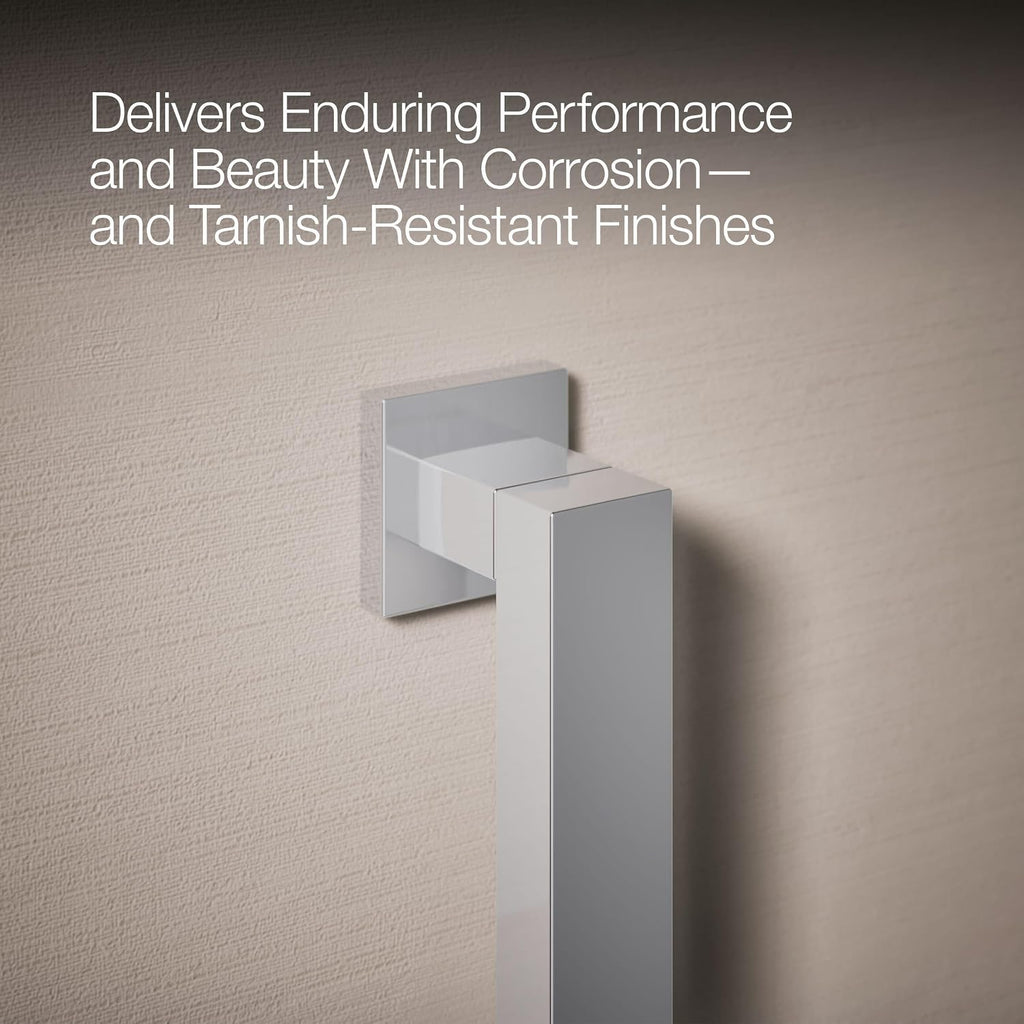 KOHLER K-23294-CP Square 18 Inch Grab Bar, Installation Hardware Included, 300lb Capacity, Polished Chrome