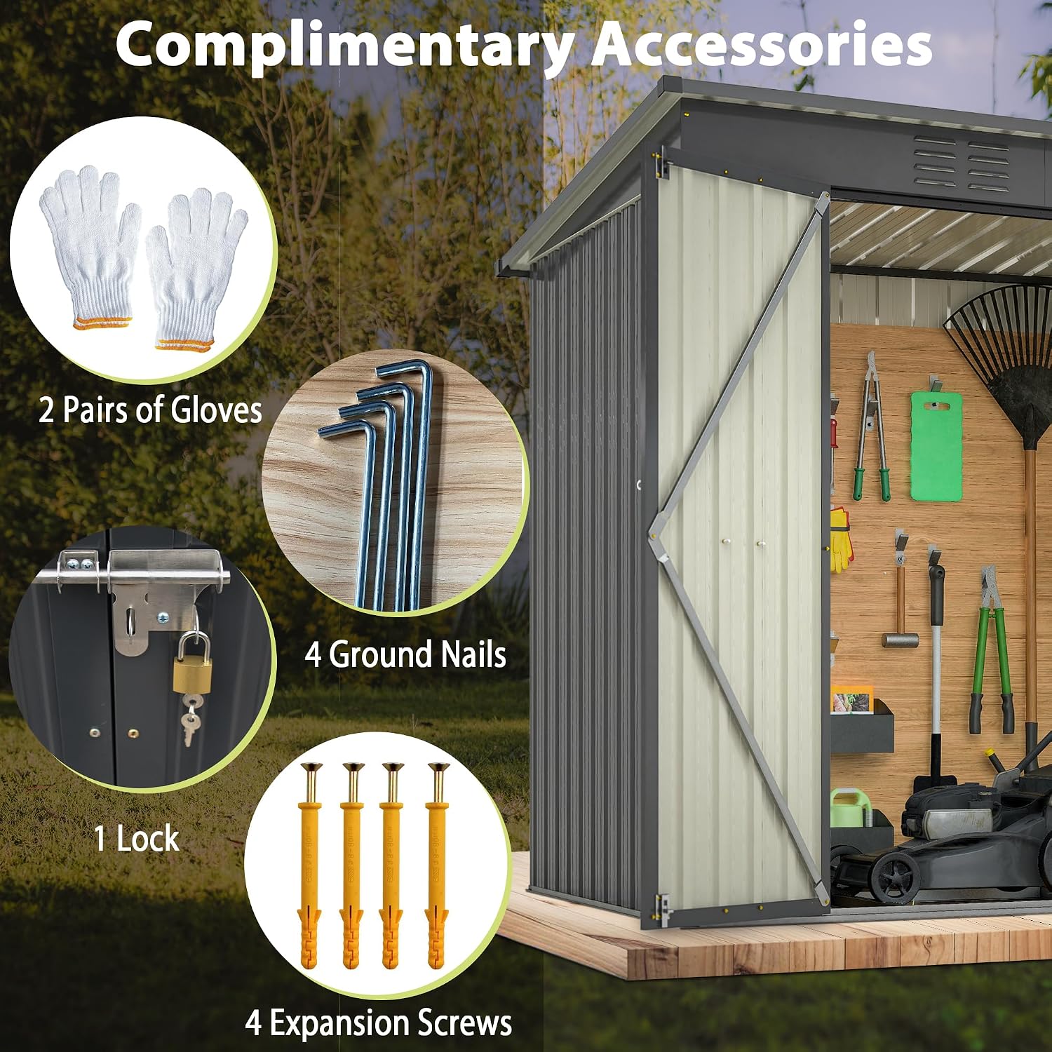 Thanaddo 4x6 ft Metal Shed Outdoor Storage Shed,Metal Steel Utility Tool Shed Storage House with Double Lockable Doors and Air Vent for Backyard Garden Patio Lawn Black
