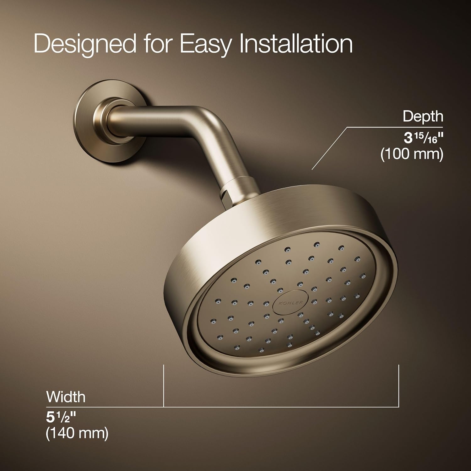 Kohler 939-G-BV Purist® Single-function showerhead, 1.75 gpm, Vibrant Brushed Bronze