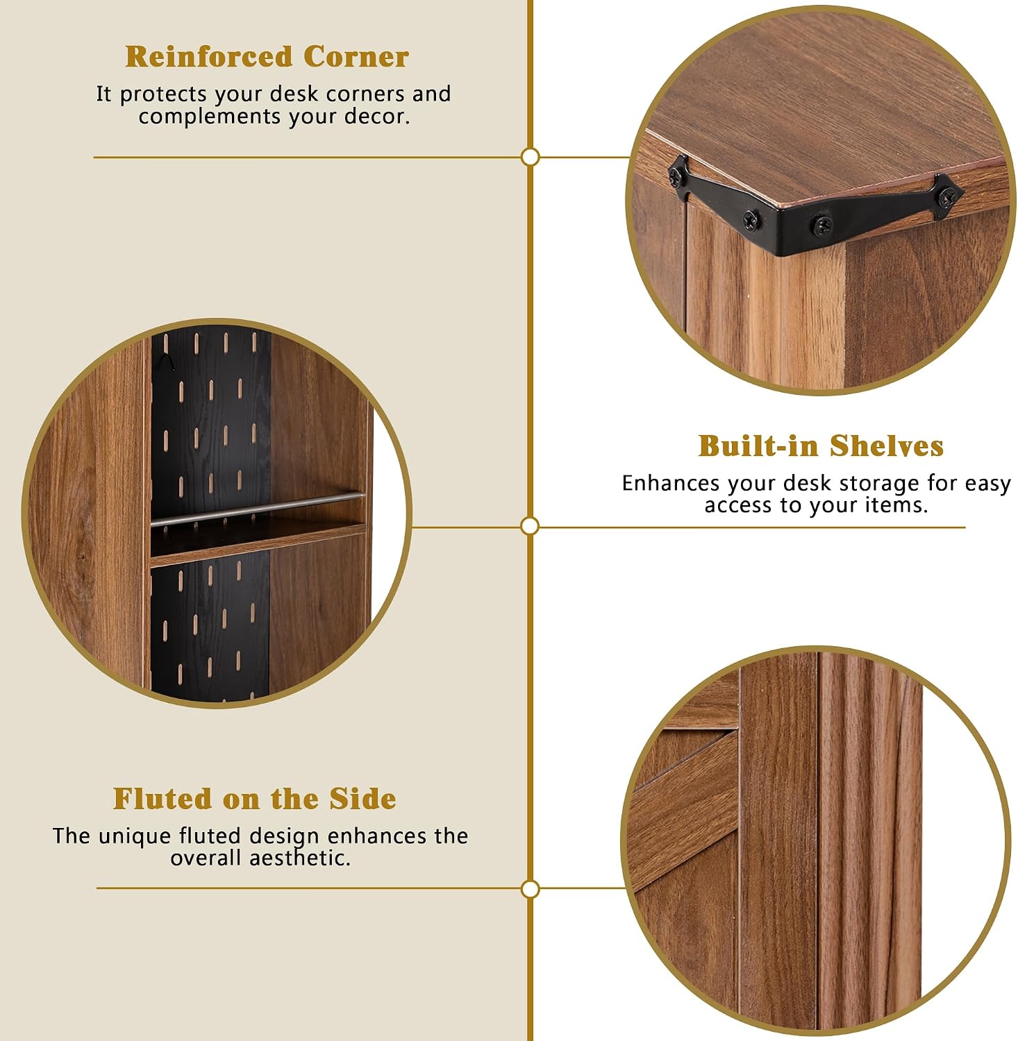 RiteSune 55' Farmhouse Computer Desk with Power Outlets, Removable Monitor Stand with Drawers, Keyboard Tray & Storage Cabinet, Home Office Writing Desk with Pegboard Organizer