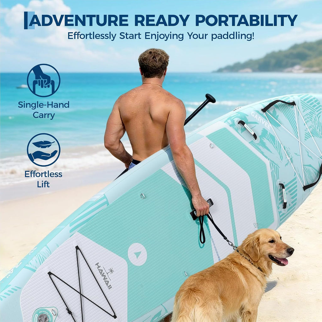GarveeLife Inflatable Paddle Board,10.6/11FT Inflatable Stand Up Paddle Board with Premium SUP Paddleboard Accessories, Wide Stable Design, Non-Slip Comfort Deck for All Skill Level