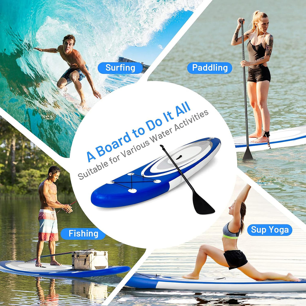 GYMAX Inflatable Stand Up Paddle Board, 6' SUP with Premium Complete Accessories, Backpack, Pump, Leash, Paddle & Removable Fins, Portable Stand Up Boat for All Skill Level