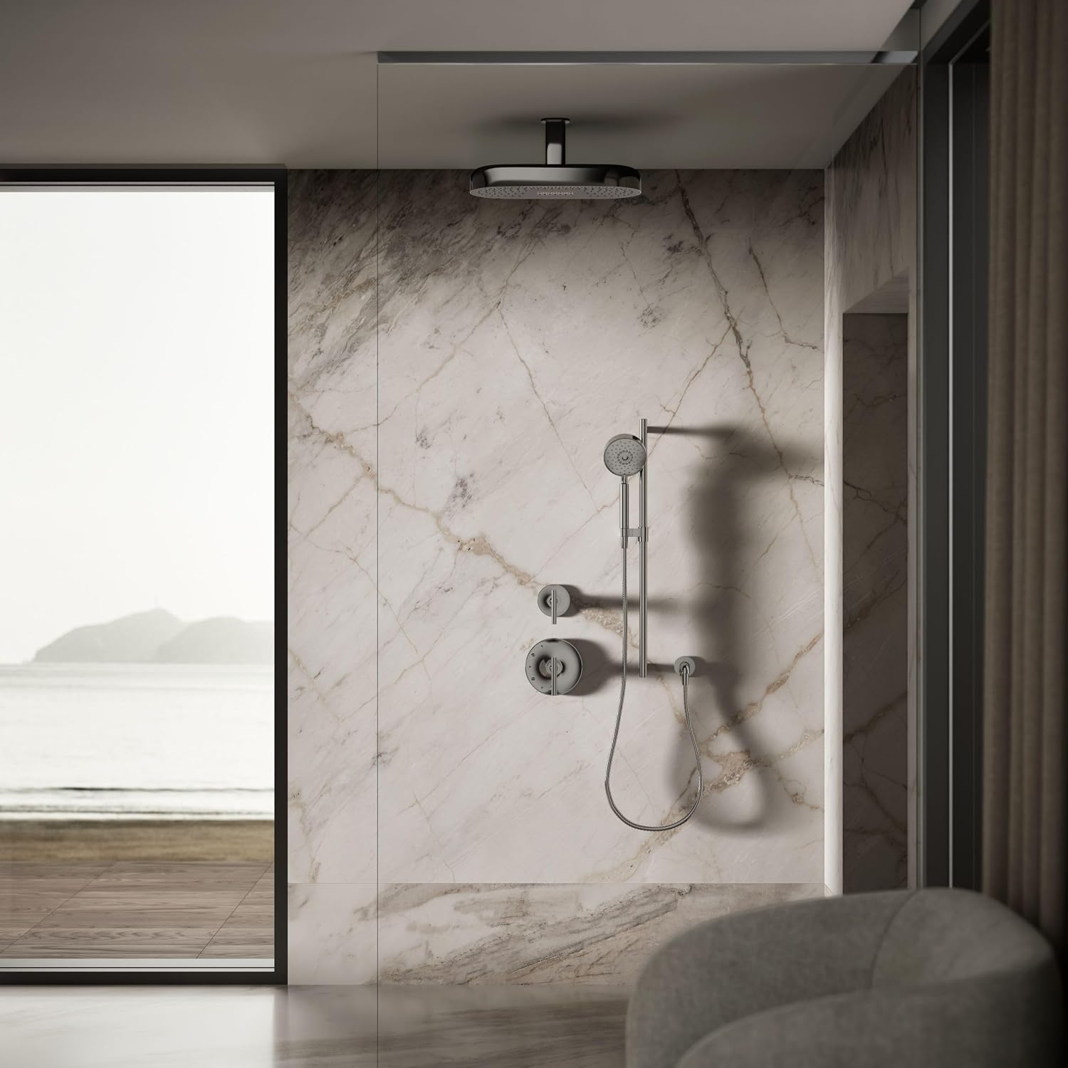 Kohler 26297-TT Statement® Oblong 18' two-function rainhead, 2.5 gpm, Vibrant Titanium