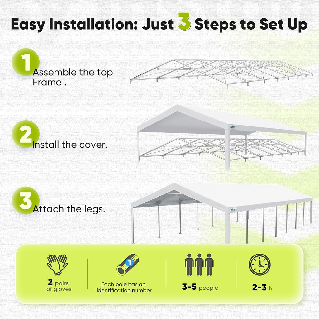 Quictent 20x50ft Heavy Duty Party Tent Upgraded Wedding Tent for Parties Event Shelter Outdoor Canopy with Storage Bags
