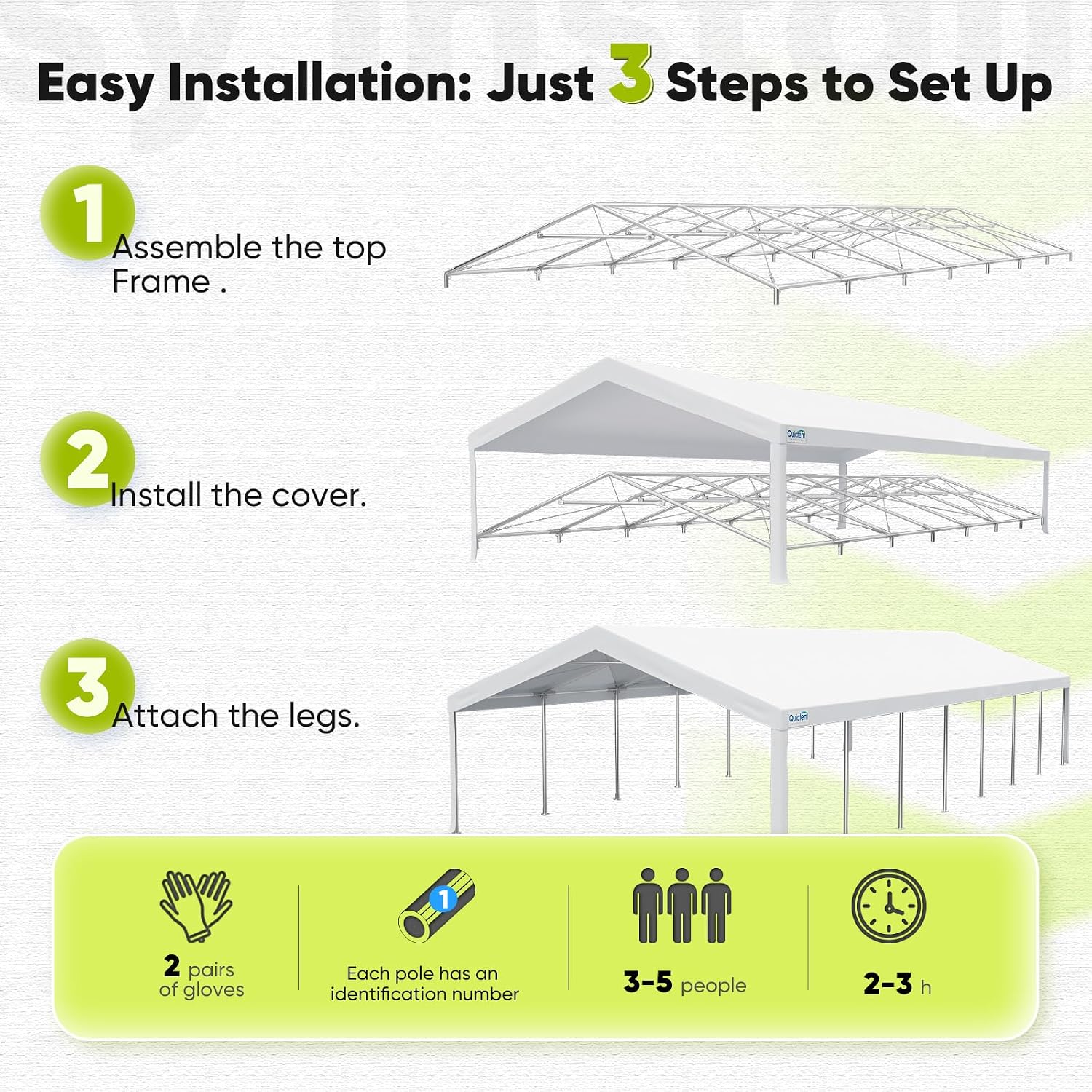 Quictent 20x50ft Heavy Duty Party Tent Upgraded Wedding Tent for Parties Event Shelter Outdoor Canopy with Storage Bags