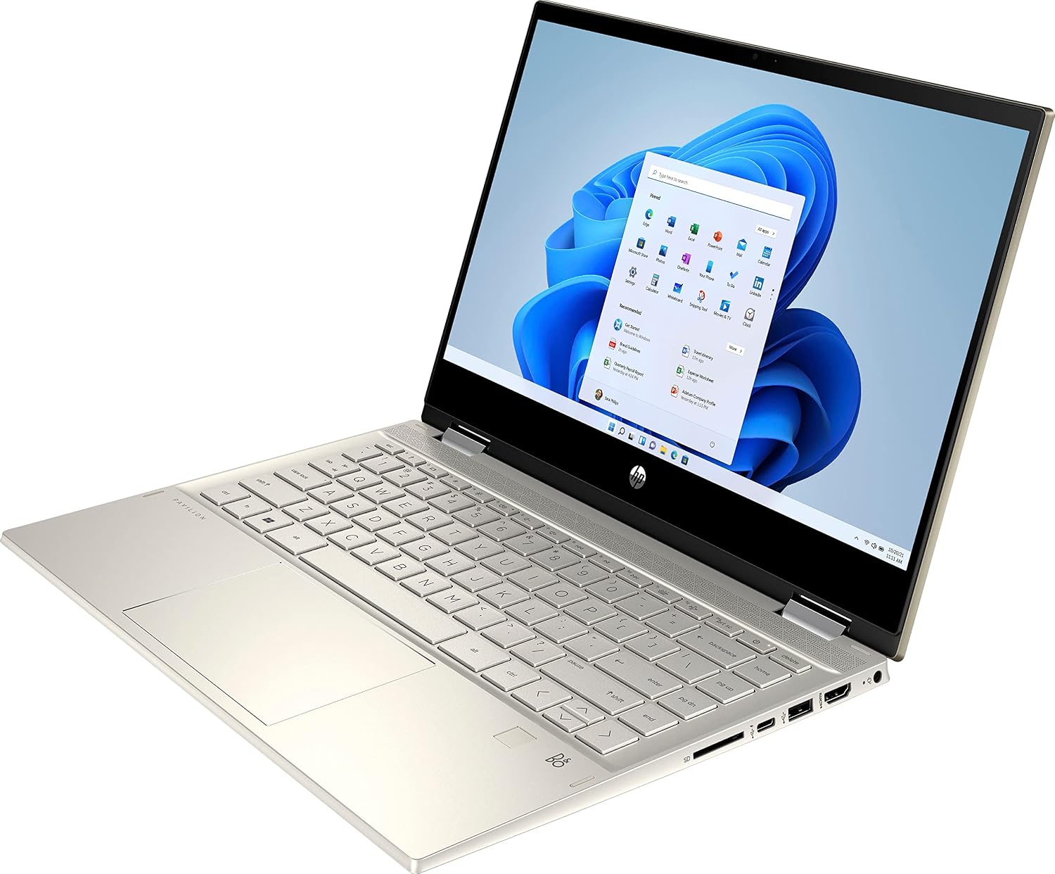 HP 2023 Pavilion x360 2-in-1 Convertible Laptop, 14' FHD Touchscreen, Intel i5-1135G7 (Upto 4.2GHz), Iris Xe Graphics, 8GB RAM, 256GB SSD, Fingerprint, Long Battery Life, Win 11+MarxsolCables
