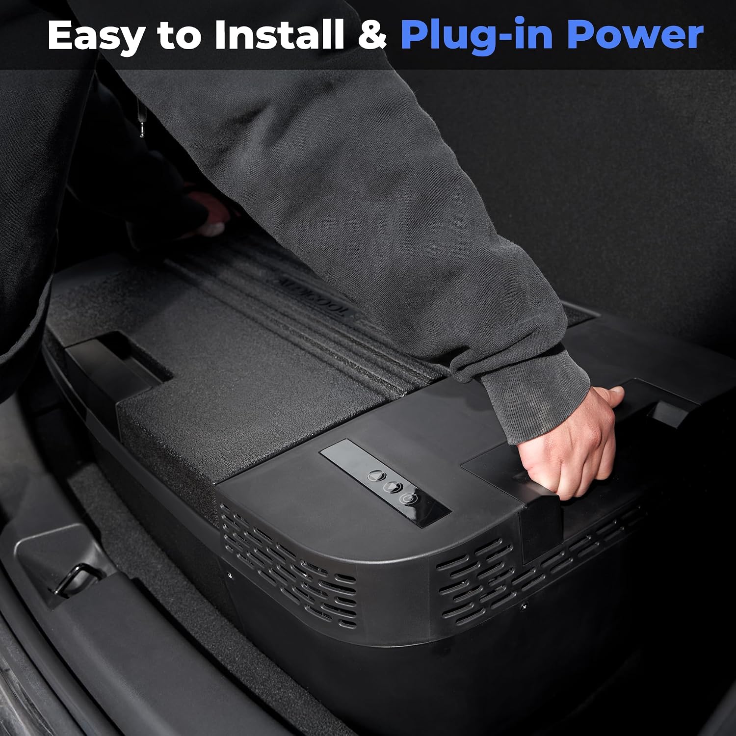 Car Refrigerator for Tesla Model Y, 37QT(35L) -4℉~68℉ Car Fridge 12V Refrigerator for Tesla Model Y Trunk Portable Freezer for Camping Tailgating Road Trip Home 12/24V DC&120~240V AC, App Control