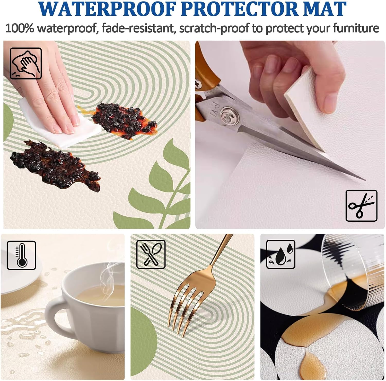 Window Sill Protector Mat, Easy to Trim PVC Leather Windowsill Mats with Anti-Slip Backing, Decor Waterproof Pad for Bay Windows and Balconies(27x47in/70x120cm)