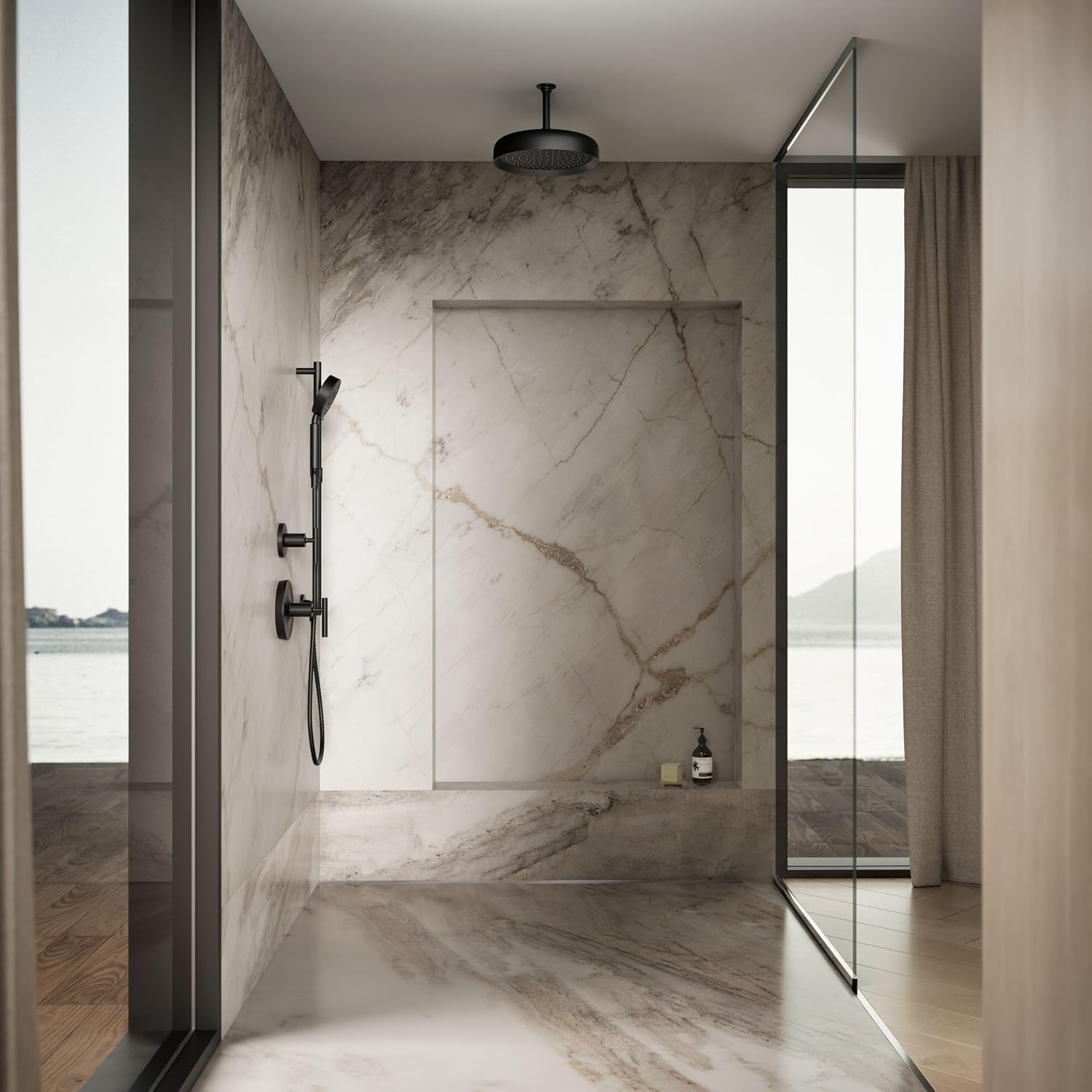 Kohler 26291-G-BL Statement® Round 12' single-function rainhead, 1.75 gpm, Matte Black