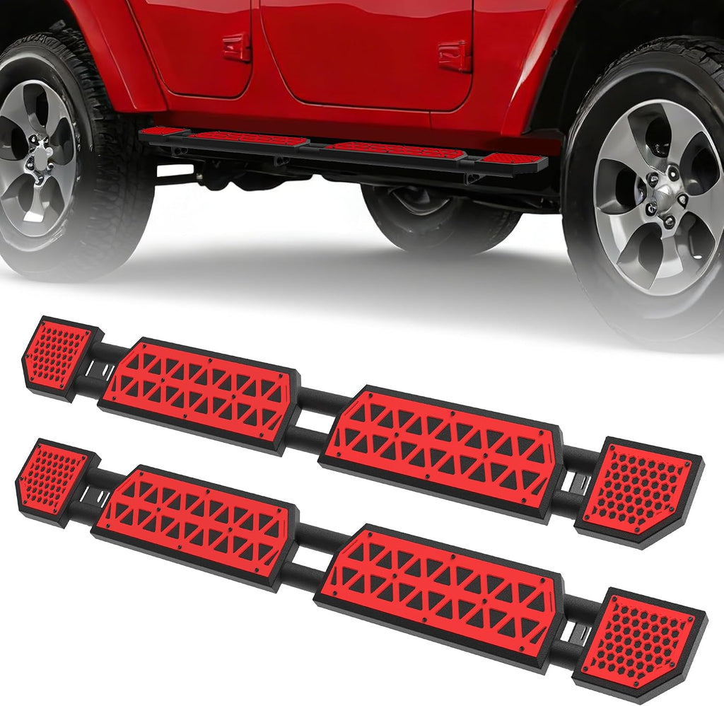 Red Running Boards fit for Jeep Wrangler JK 2007-2018 | Side steps fit for JK 4 door rock rail steps carbon steel rock sliders estribos para