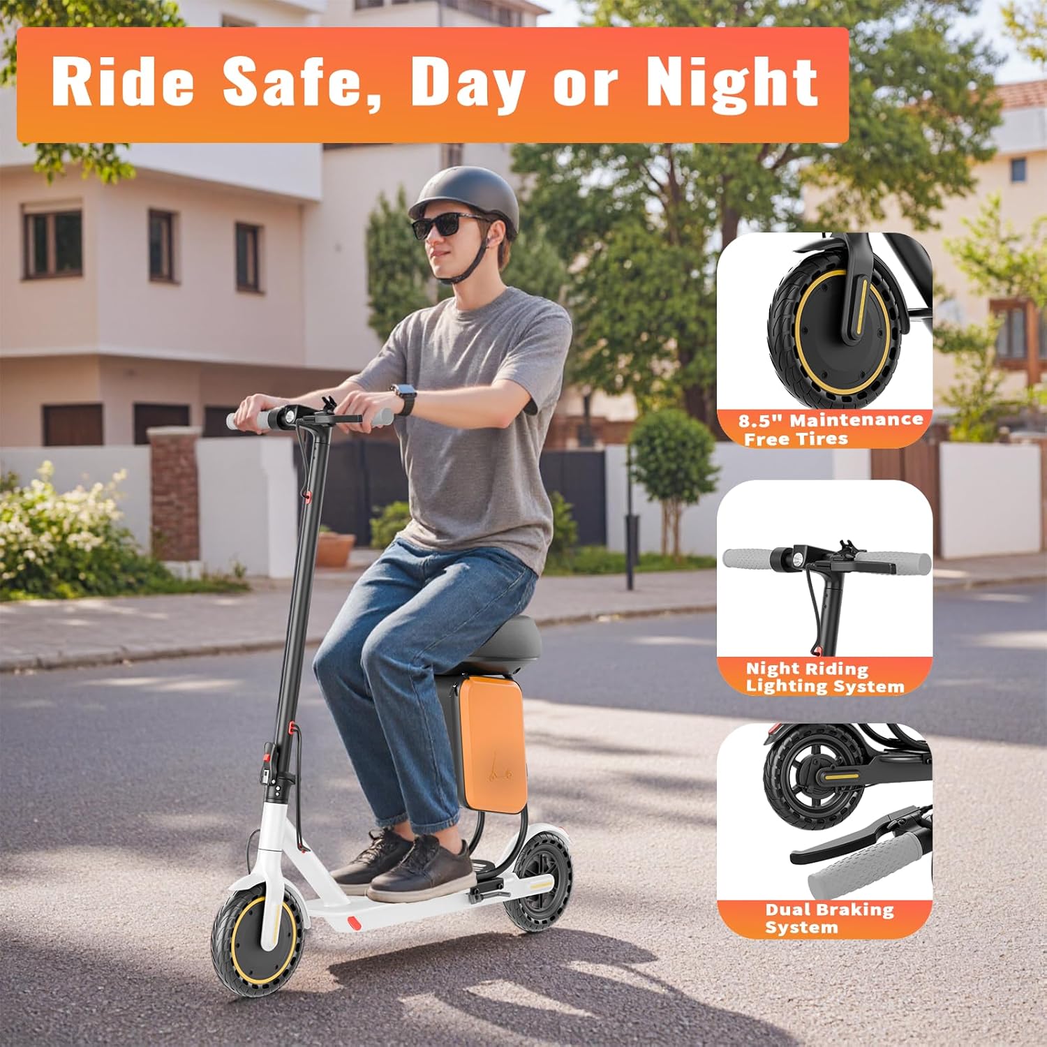 Qlaway 8.5' E Scooter for Adults 19/22 MPH 350/500W Motor 187.2/288.6/441WH Battery, Motorized Scooter Up to 22 Miles Range, Foldable Bearing 265 LBS/APP Control