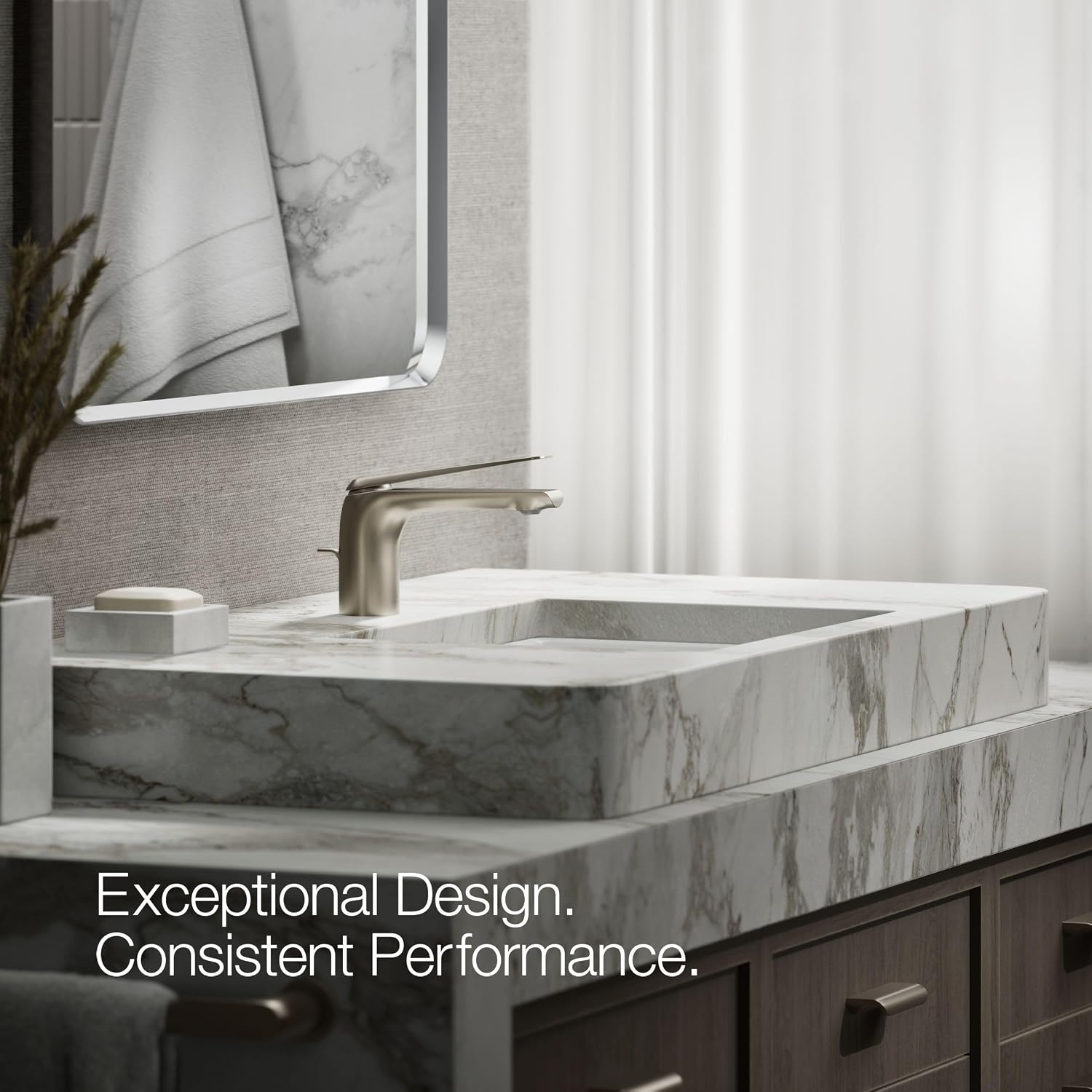 Kohler 97345-4-BN Avid® Single-Handle Bathroom Sink Faucet, 1.2 gpm, Vibrant Brushed Nickel