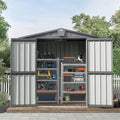 Domi Outdoor Storage Shed 6.5'x 4.2', Metal Garden Shed for Bike, Trash Can, Tools, Lawn Mowers, Pool Toys, Galvanized Steel Outdoor Storage Cabinet with Lockable Door for Backyard, Patio, Lawn