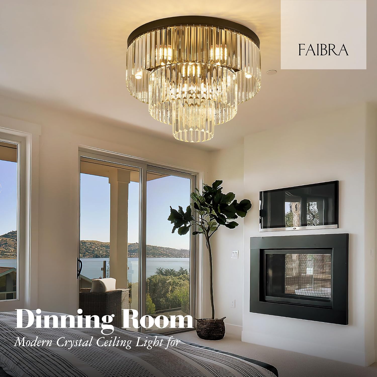 21.65' Black Crystal Ceiling Light 10-Light Modern Crystal Ceiling Light Fixture 3-Tier Luxury K9 Crystal Ceiling Light,for Dining Room Kitchen Island Living Room Bedroom
