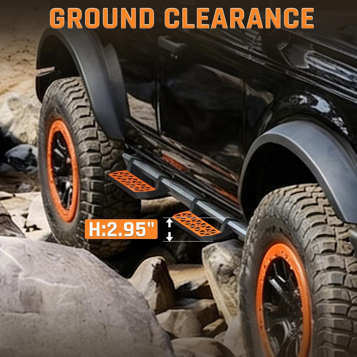 Orange Running Boards fit for Ford Bronco 2021-2026 | side steps fit for bronco 21-26 4 door w/rock rails step bars 4pcs steps estribos para