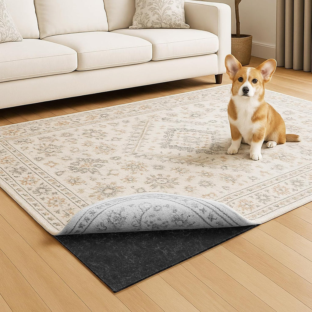 Warmstar 10x14 FT Non Slip Rug Pad,100% Waterproof Felt Rug Pad for Hardwood Floors,1/4' Thick Soft Carpet Pad with Natural Rubber Backing, Secure Grip & Floor Protection