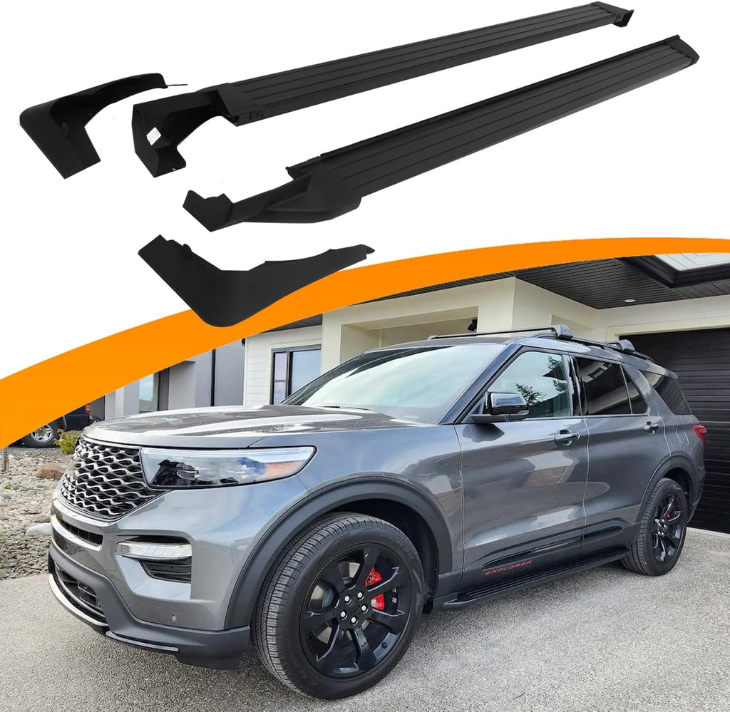 Running Boards Fit for 2020-2026 Ford Explorer Base ST XLT Limited Platinum ST-Line Timberline Side Steps w/Mud Flaps
