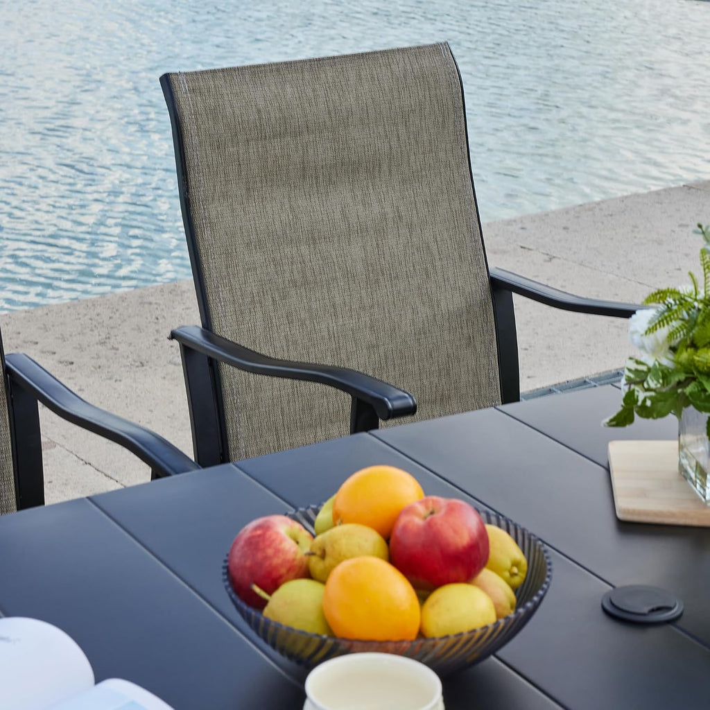 VICLLAX 3 Pieces Small Outdoor Furniture, 2 Patio Swivel Chairs and Small Round Outdoor Table for 2, Mixed Brown Chairs & Black