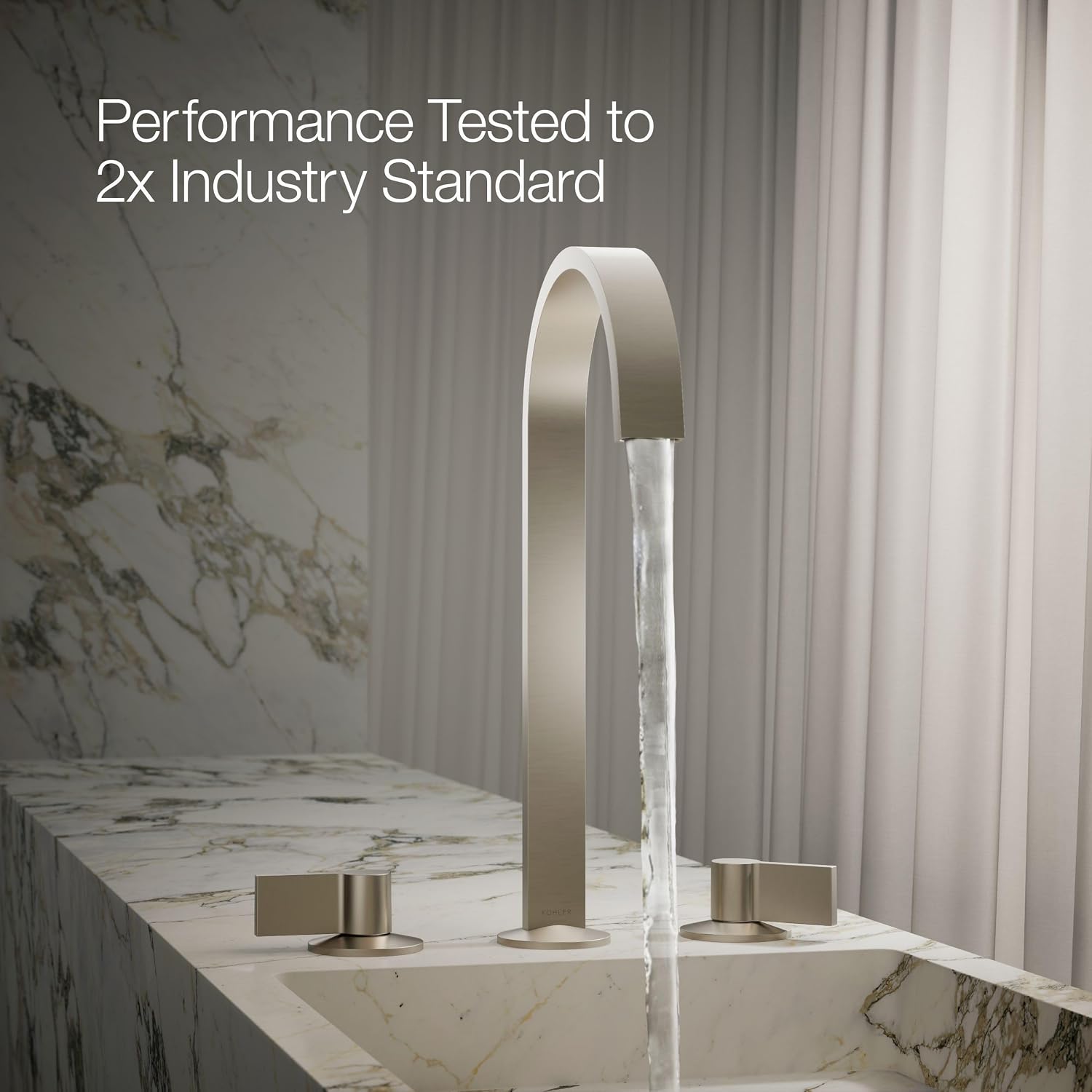Kohler 77966-BN Components® Bathroom Sink Faucet spout with Ribbon Design, 1.2 gpm, Vibrant Brushed Nickel
