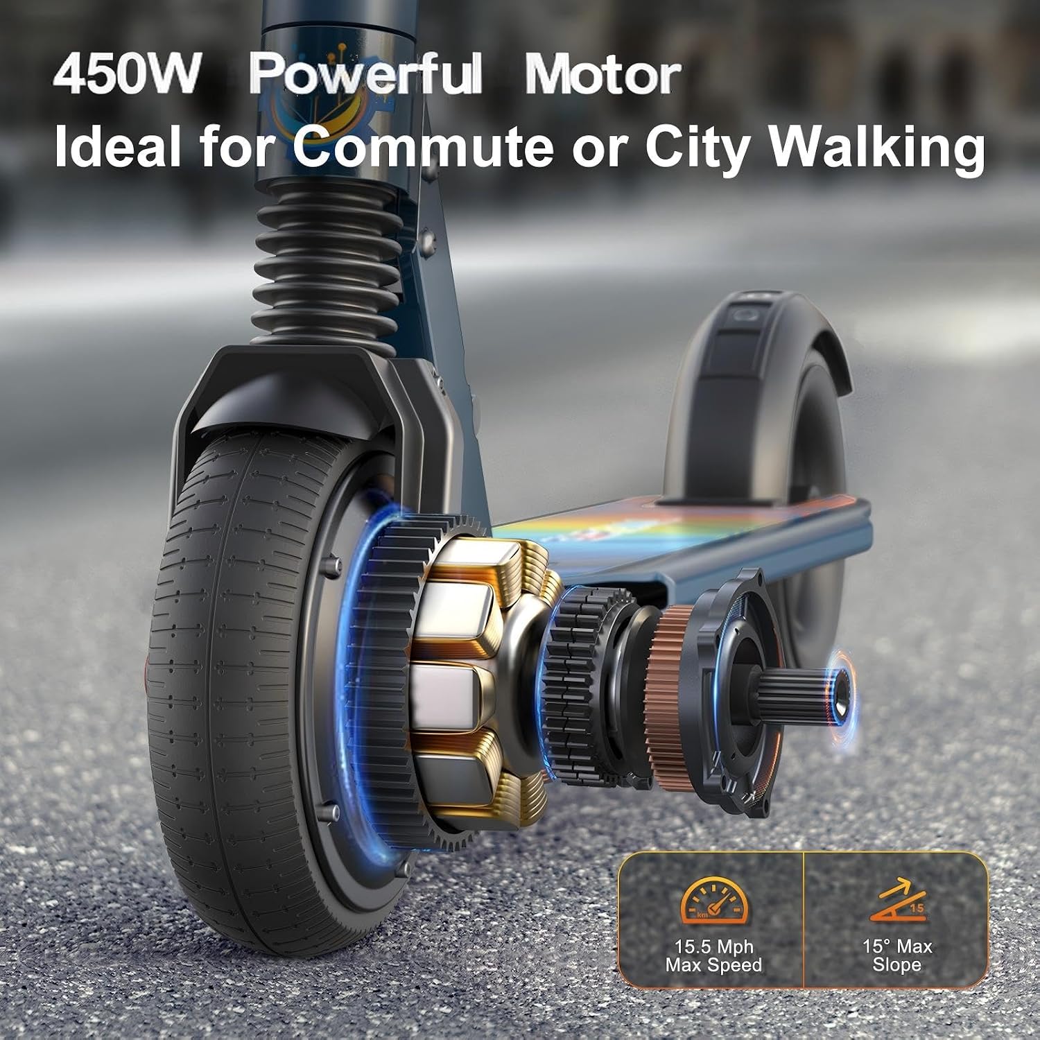 Caroma Electric Scooter Adults Peak 450W, 16-21 Miles Range E Scooter, Safe Speed Control Scooter with Smart LED Display Max 16 MPH, Lightweight Foldable E-Scooter,Electric Scooter for Kids,Gift Idea