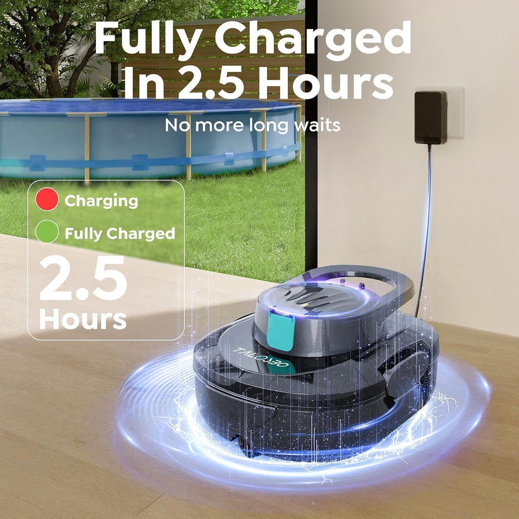 2026 TALOSBO S1 Pro Max Cordless Pool Cleaner – Dual Motor Suction, 130-Min Runtime, Fast Charging, Large-Capacity Filter Basket & Smart Self-Parking for Above-Ground Pools