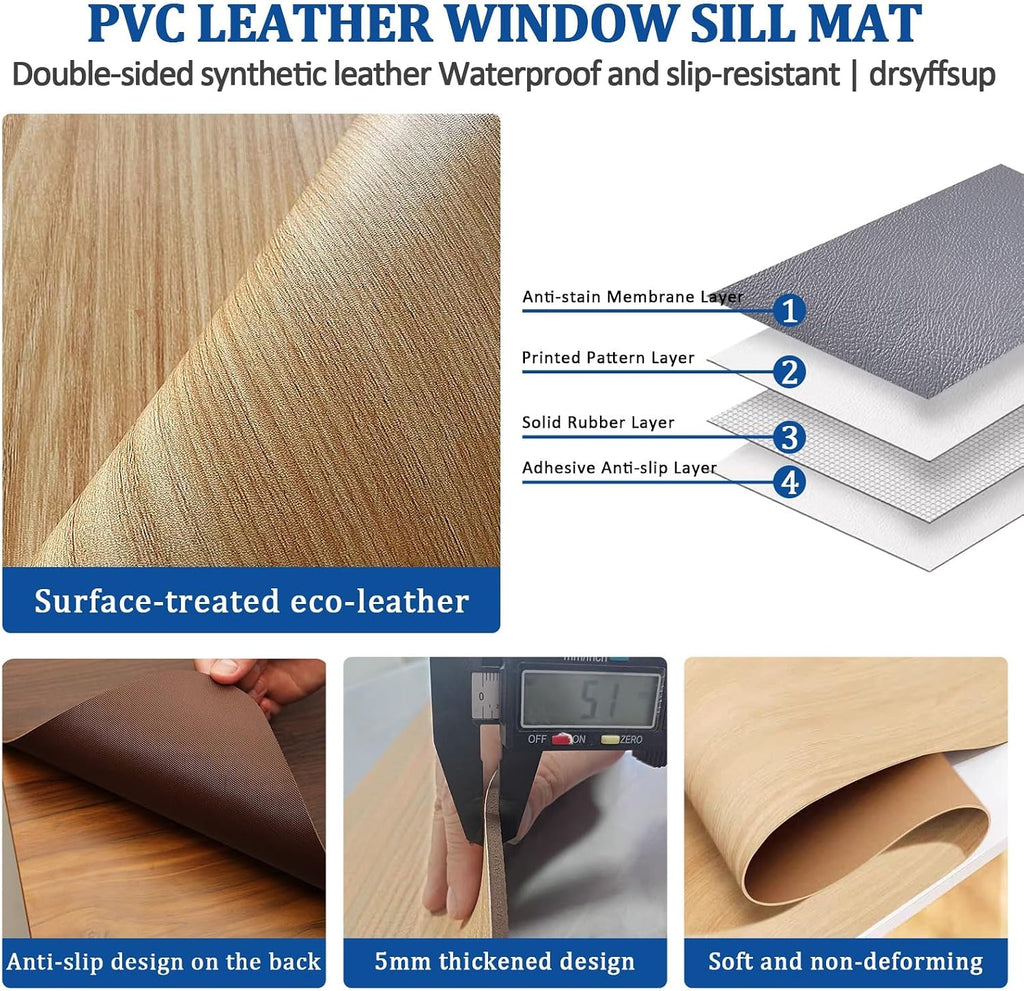 Drsyffsup Balcony Window Sill Mat Anti-Slip Cushion, Cuttable Windows Ledge Cover Protector for Windowsill Remodel, Home Waterproof Pad Above Furniture(24x71in/60x180cm)