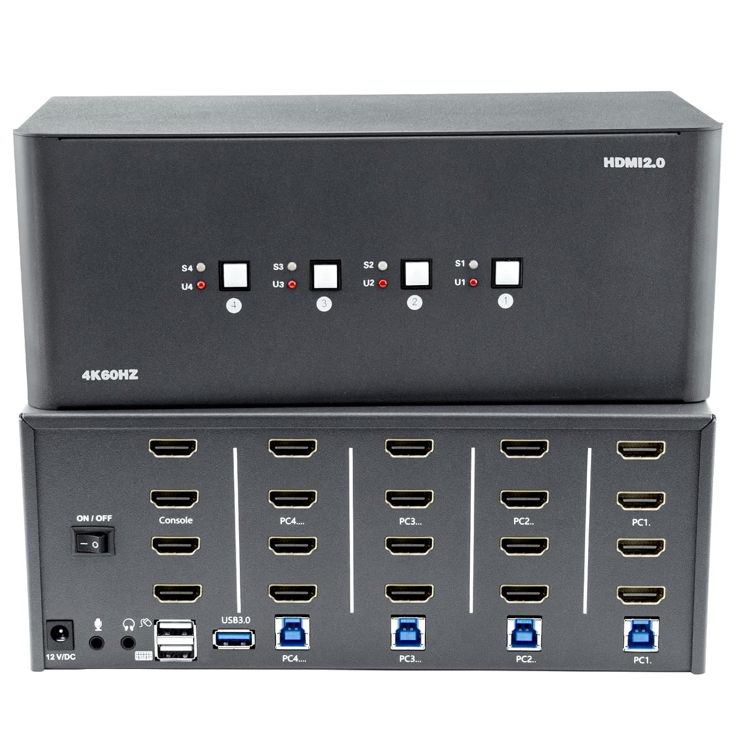 KVM Switch, HDMI 4k@60Hz KVM Switch with 4 USB 3.0 Port and 3.5mm Audio,4 Computers Share One Set of Leyboard, Mouse and Monitors,Supports Windows/Mac/Linux