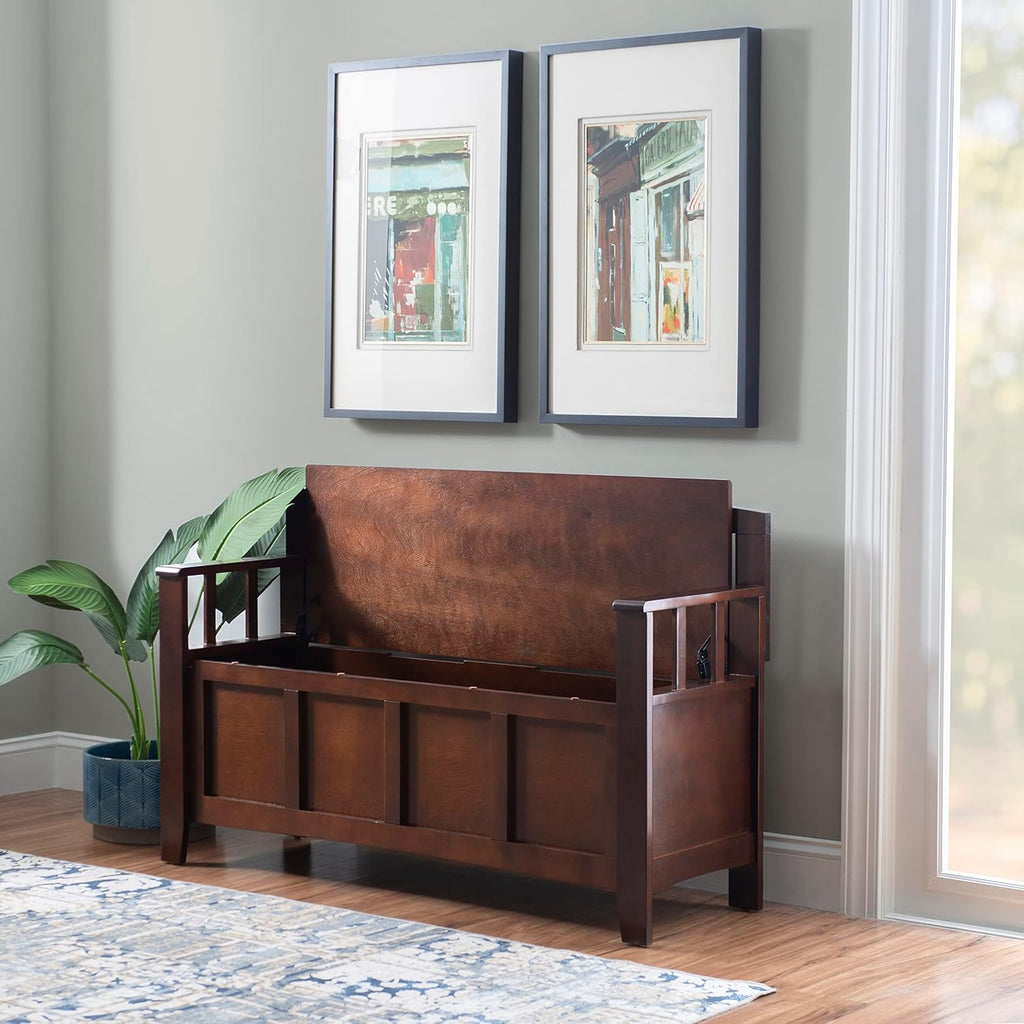 Linon Home Dcor Linon Home Decor Cynthia Storage Bench, 50'w x 17.25'd x 32'h, Walnut