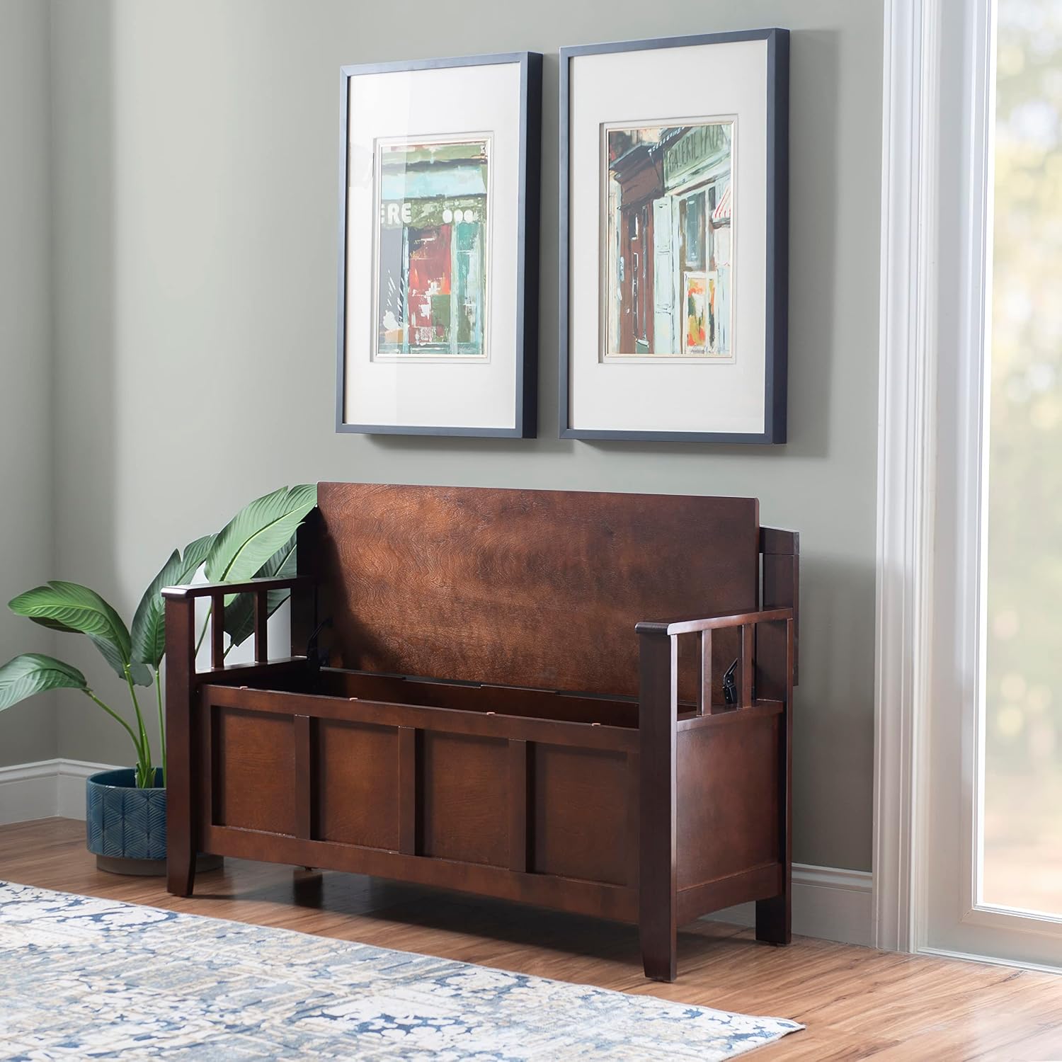 Linon Home Dcor Linon Home Decor Cynthia Storage Bench, 50'w x 17.25'd x 32'h, Walnut
