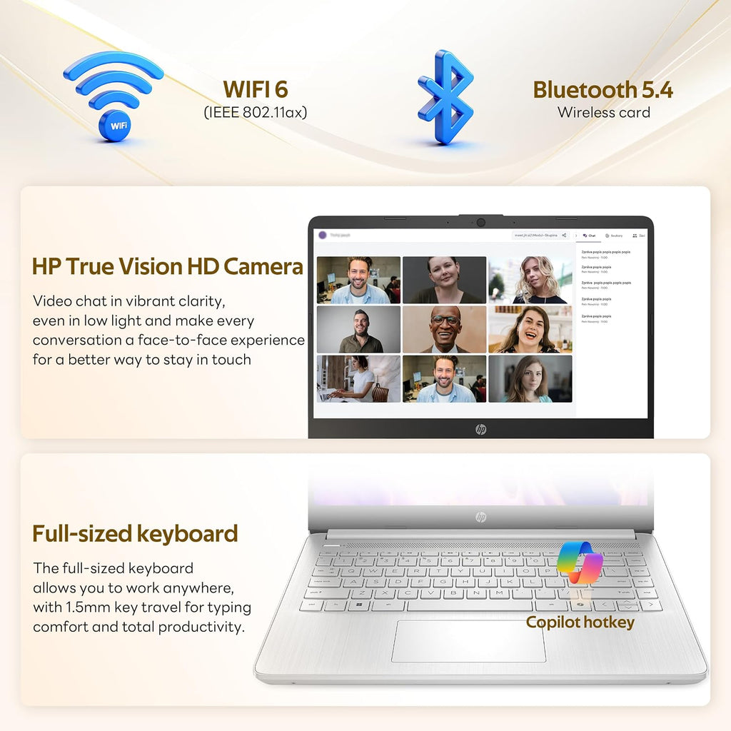 HP Stream 14' HD Student&Business Laptop with AI Copilot, Intel Processor N150, 4GB RAM, 1.12TB Storage (128GB UFS + 1TB Docking Station), 1 Year Office 365, Intel Graphics, Win 11, Silver