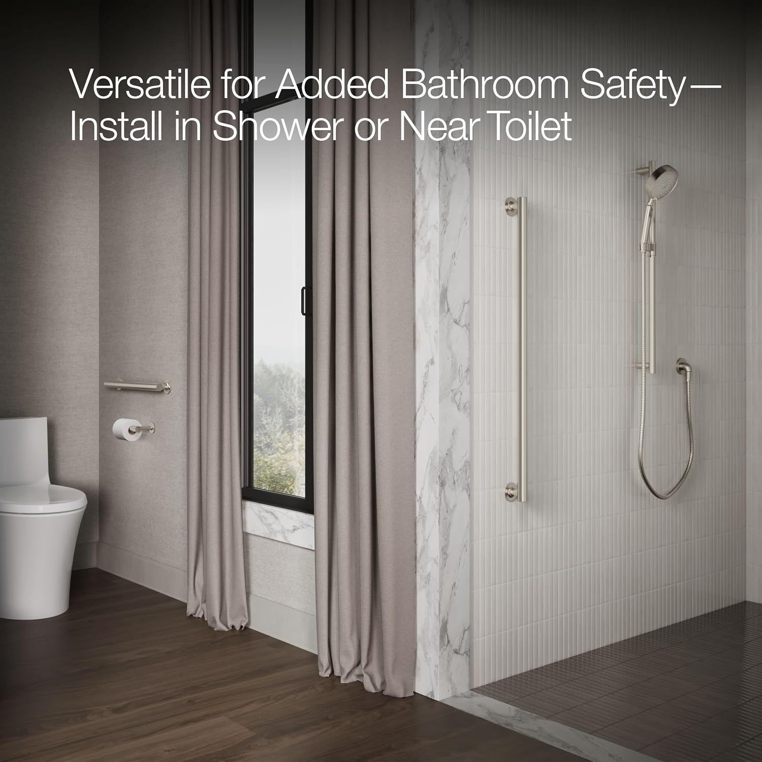 Kohler K-11895-BS Purist 36 Inch Bathroom Grab Bar Brushed Stainless Steel