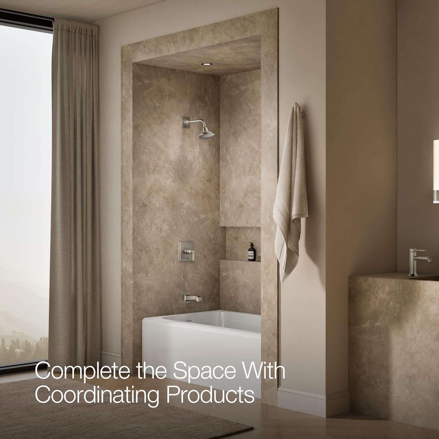 KOHLER K-T13133-4A-BN Pinstripe Pure Rite-Temp Pressure-Balancing Bath and Shower Faucet Trim, Vibrant Brushed Nickel